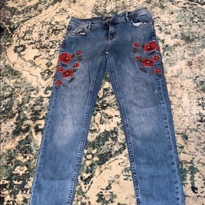 Zara flower design jeans